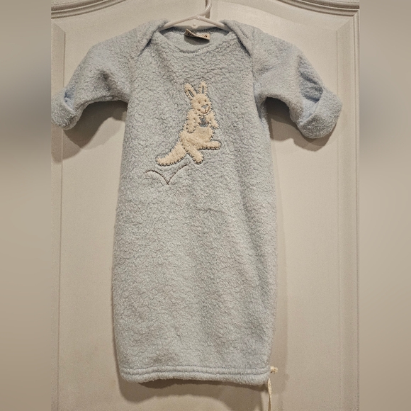 Cachcach Light Blue Newborn Gown w/ Bunny Design & Matching Hat w/ Bunny Ears - Picture 1 of 14